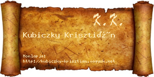 Kubiczky Krisztián névjegykártya